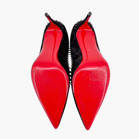 Christian Louboutin Anjalina 85 Black Suede Spike Pumps Heels Size 40.5 US 10.5 - Picture 13 of 15